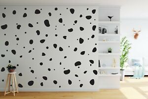 100 black DALMATIAN dog spots, polka dots stone shapes wall art stickers decals