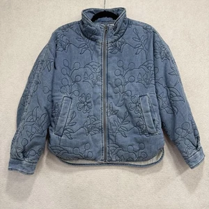 Chaqueta Sundance Mujer Pequeña Azul Denim Acolchada Floral Cremallera Soporte Cuello Puffer - Imagen 1 de 9