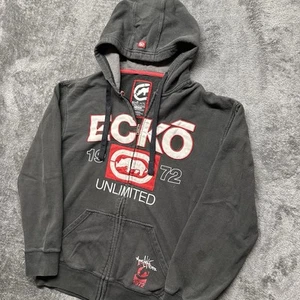 Vintage Ecko Unltd Hoodie Herren Medium schwarz verblasst durchgehender Reißverschluss Skater Grunge Y2K - Bild 1 von 14