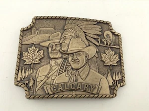 Vintage Calgary Western Heritage Solid Brass Series Souvenir Belt Buckle - Picture 1 of 8