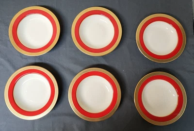 6 tazones de sopa Lenox Embassy rojos, dorados y blancos de 9 1/4" (lote) Foto 1 de 4