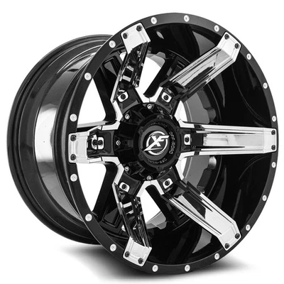 20x12 XF Off-Road XF-214 Gloss Black Chrome Inserts Wheel 6x135/6x5.5 (-44mm) - Image 1 of 4