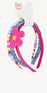 Wonder Nation 3 Stück Mädchen Stirnbänder - rosa Blumen & Perlen Designs - Bild 1 von 5