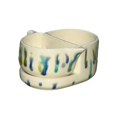 1969 Retro Ceramic Cream And Sugar Set Blue And Green Foto 1 de 4