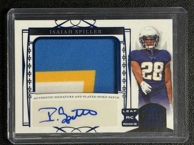 2024 Leaf Trinity Football Rookie Patch Auto Blue 43/49 - Isaiah Spiller #PA-IS1 - Image 1 of 2