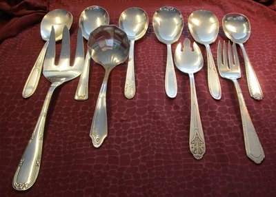 Lote de 10 piezas para servir artesanías antiguas plateadas Foto 1 de 3