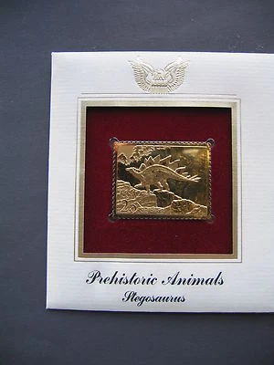 1989 Stegosaurus Dinosaurs Gold Golden Cover replica Prehistoric STAMP - Image 1 of 3