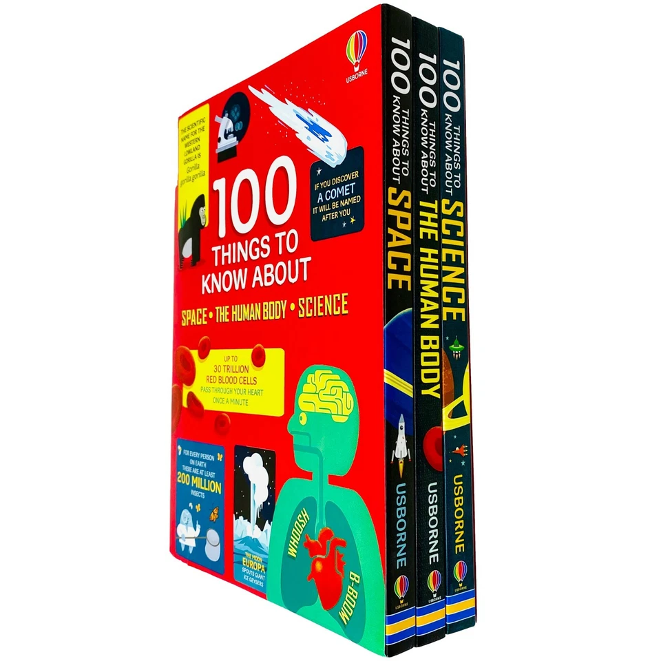 Usborne 100 Things to Know About 3 Books Collection Set Science Human Body Space