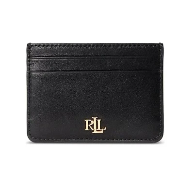 Ralph Lauren Women's Full-Grain Leather Small Slim Card Case Black $65 - Image 1 of 2