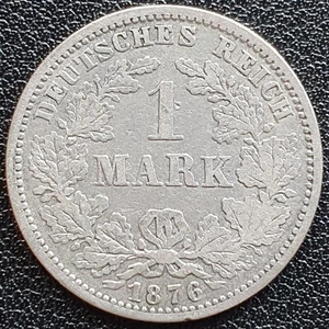 1 Mark Stück 1876 J Deutsches Reich Reichsadler alte Silber Münze Kaiserreich # - Bild 1 von 2