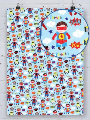 BRAINBOX CANDY/ GLICK / PAPERSALAD Cute Superhero Paper Salad Gift Wrap Kids Boys Son Nephew Wrapping Paper Present