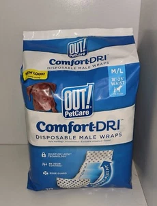 Out! PetCare Comfort-Dri Disposable Male Wraps - Medium/Large, 25-75lbs, 10 Pack - Picture 1 of 4