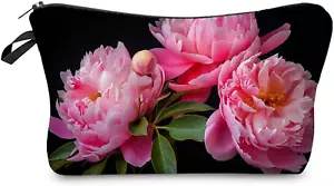 Floral Peony Cosmetic Bag for Women Cute Small Makeup Bag for Purse Travel To... - Picture 1 of 5