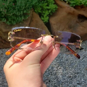 Cartier Custom Sunglasses Gold BIG C CT0092O Diamond Cut Lenses Vintage Glasses - Picture 1 of 6