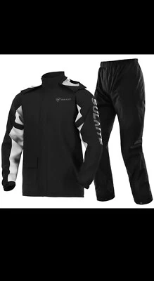 SULAITE Motocicleta Traje de Lluvia Impermeable Chaqueta de Lluvia + Conjunto de Pantalones de Lluvia (2XL) Foto 1 de 4