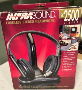 Infrasound Wireless Infrared Headphones Base Unit Audio Vintage Set - Picture 1 of 6