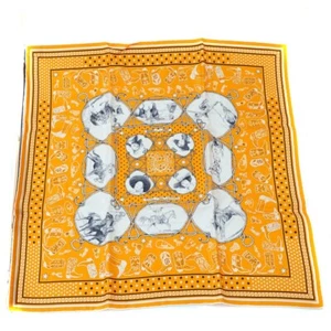 Hermes Maturity Carre 55 Cowgirls Rodeo Orange From JPN FedEx DHL Used From JPN - Picture 1 of 6