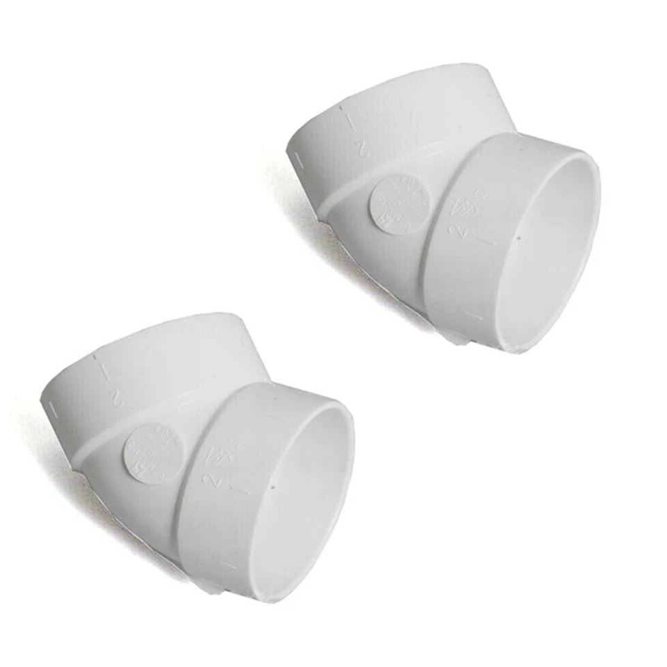 FITS FOR PLASTIFLEX Fits For (2) Central Vacuum 45 Degree White Elbow Fitting