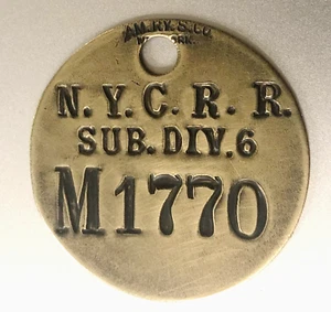 Etichetta ottone controllo attrezzi ferroviari vintage: NEW YORK CENTRAL RAILROAD M 1770 - Foto 1 di 1