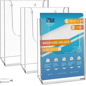 Acrylic Brochure Holder Wall Mount 8.5 X 11, Clear Wall Brochure Display Stand, - Picture 1 of 12