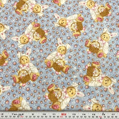 Vintage 2000 Daisy Kingdom Cherished Teddies Easter Cotton by the HALF YARD - Image 1 of 2
