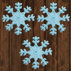 Cyan Snowflake Embroidered Patch — 3-Pack — Iron On - Picture 1 of 1