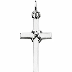 Cross Pendant In 14K Gold or Platinum (16.00x09.50mm) - Picture 1 of 2