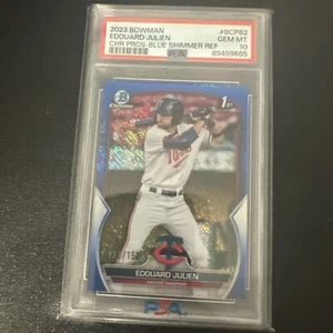 2023 Bowman Chrome Blue Shimmer Refractor #BCP-82 Edouard Julien 127/150 Rc - Picture 1 of 6
