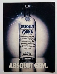1982 Absolut Vodka ABSOLUT GEM Vintage 1980's Magazine Print Ad - Picture 1 of 3