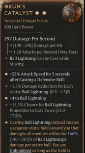 💥DIABLO 4💥SEASON 8💥Focus💥Okun's Catalyst GA Attack Spd + Ball Lightning 166% - Picture 1 of 1
