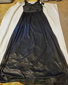 Marina Damen Größe 6 schwarz Maxi V-Ausschnitt ärmellos gefüttert gepolstert Reißverschluss Kleid G314 - Bild 1 von 12