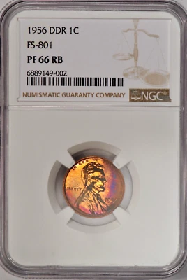 1956 TONED Lincoln Wheat Cent NGC PF 66 RB PR66RB DDR FS-801 Variety Coin 1C - Image 1 of 4