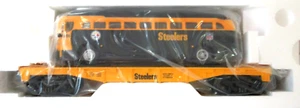 O/O-27 MTH 30-76220 Pittsburgh Steelers Rail King Bus freight flat car MINT - Picture 1 of 3