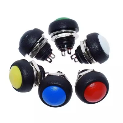 12mm Mini Waterproof Momentary ON/OFF Round Metal Push Button Switch 250V3A - Image 1 of 4