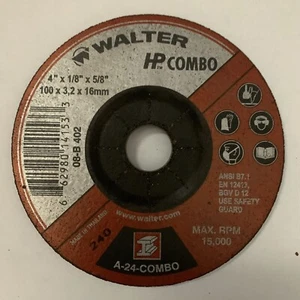 BOX OF 25 WALTER 08-B 402 HP COMBO GRINDING WHEEL 4"x 1/8" x5/8" A24 COMBO - Picture 1 of 3