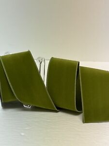 10 Yds Of 2 1/2” Wired Moss Green Velvet Ribbon