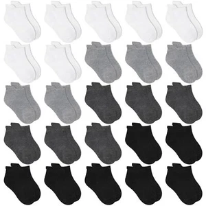 Boys socks Athletic Kids Ankle Socks Low Cut Girls Black Gray White 25 pairs ... - Picture 1 of 7