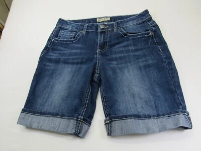 Earl Jean Denim Cuffed Shorts 4 [ 31W 38 Hips 8.5L ] Blue Thick Stitch 5 Pocket - Image 1 of 4