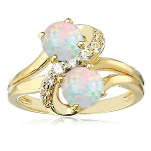 585er Gelbgold 2,15Kt Runden Form Natürlich Opal IGI Zertifiziert Diamant Ring - Bild 1 von 1