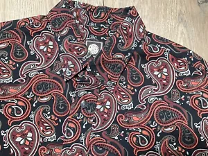 Hübsches grünes auffälliges Paisley gemustertes L/Ärmel Herrenhemd Herren UK S schmale Passform sehr guter Zustand #J - Bild 1 von 12