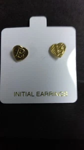 NEW GOLD PLATED INITIAL HEART PIERCED EARRINGS - Picture 1 of 1