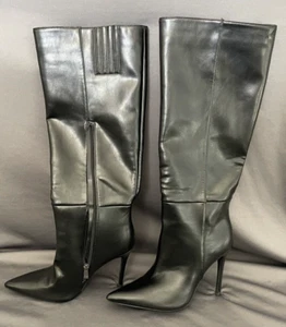 Primadonna Collection Boots Womens 39 Tall Riding Boots Black Faux Leather Heels - Picture 1 of 10