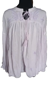 Blusa para mujer Rachel Zoe talla grande bordada lavanda con corbata frontal - Imagen 1 de 11