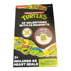 Teenage Mutant Ninja Turtles Valentine Cards with Magnets & Heart Seals - Picture 1 of 3