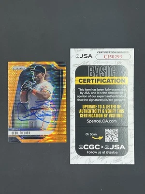 Cecil Fielder Signed 2025 Panini Prizm Orange Pulsar IP Auto JSA Detroit Tigers - Image 1 of 2