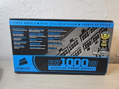 NEW Corsair HX-1000 1000W 80 Plus Mod Power Supply Cmpsu-1000hx - Image 1 of 4