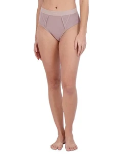 Steve Madden Women's Ribbed High-Waisted Brief Underwear Brown, Rayon/Spandex, M - Picture 1 of 1