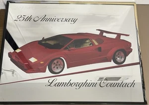 1989 Spiegelkunst/Lamborghini Countach 25. Jubiläum Wanddekor 16” T x 20” W - Bild 1 von 4