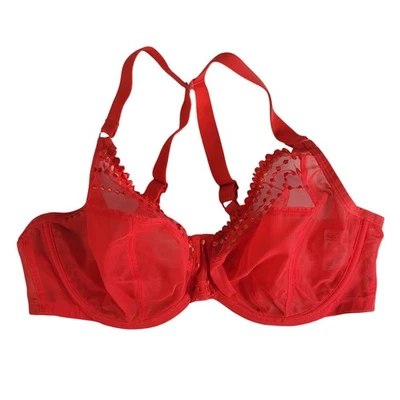 Elomi Matilda Plunge Bra Red 38G Underwire Unlined Adj Side Panels J Hook Chilli - Image 1 of 4