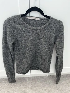 NWOT $178 Athleta Heather grey 100% Cashmere Pave Cropped crop top Sweater XS - Picture 1 of 4